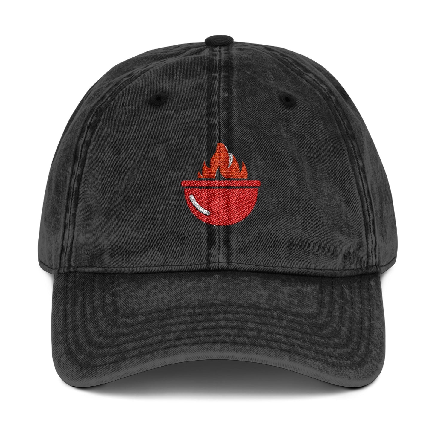 Vintage Embroidered Cap with Flame Design
