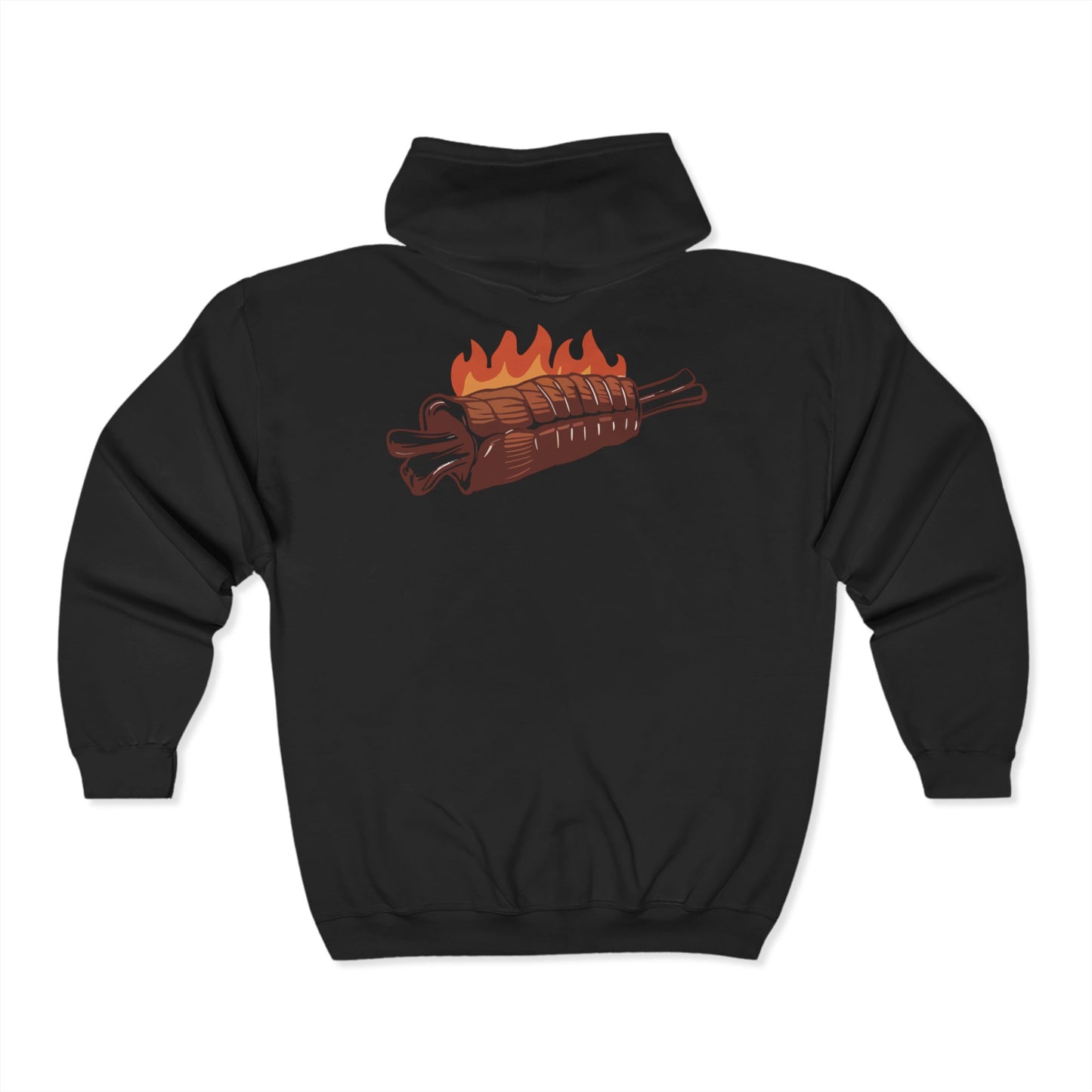 "BBQ Kettle" zip hoodie. Two sided