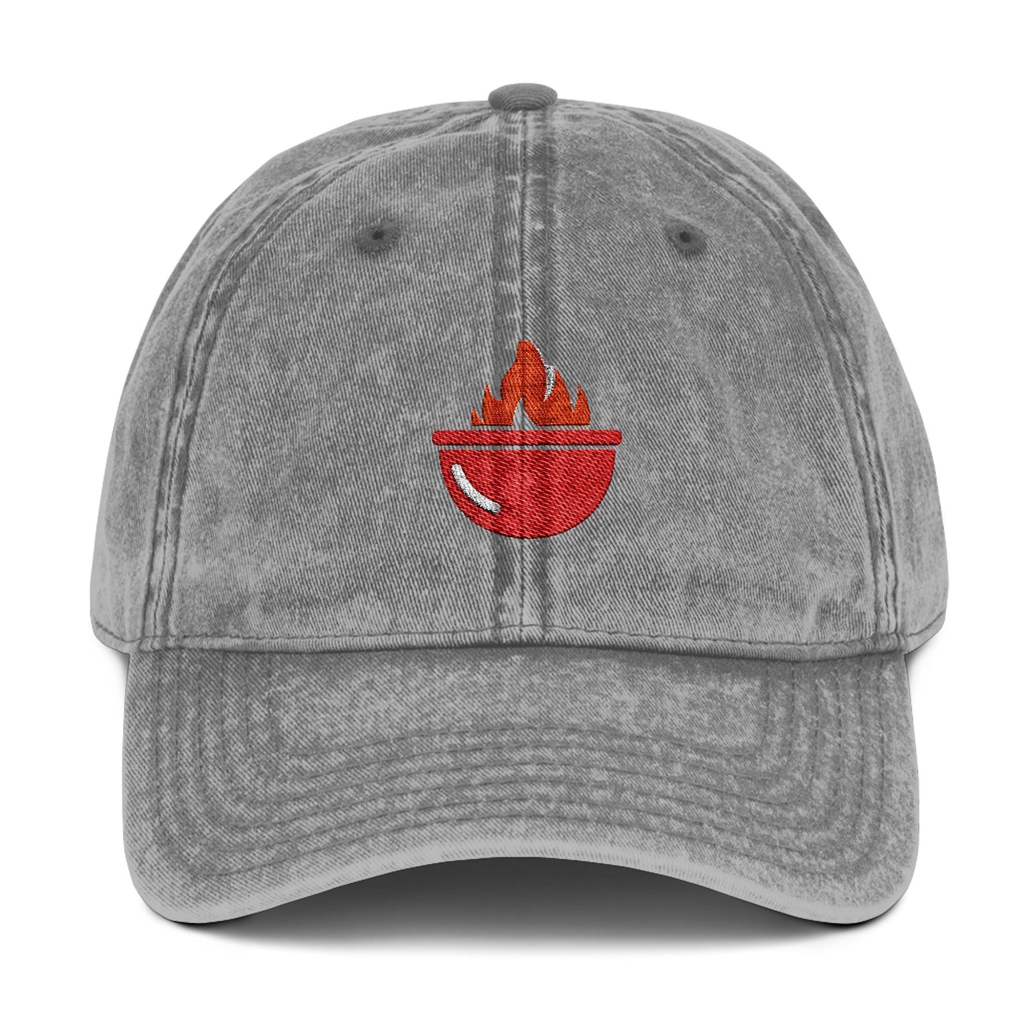 Vintage Embroidered Cap with Flame Design
